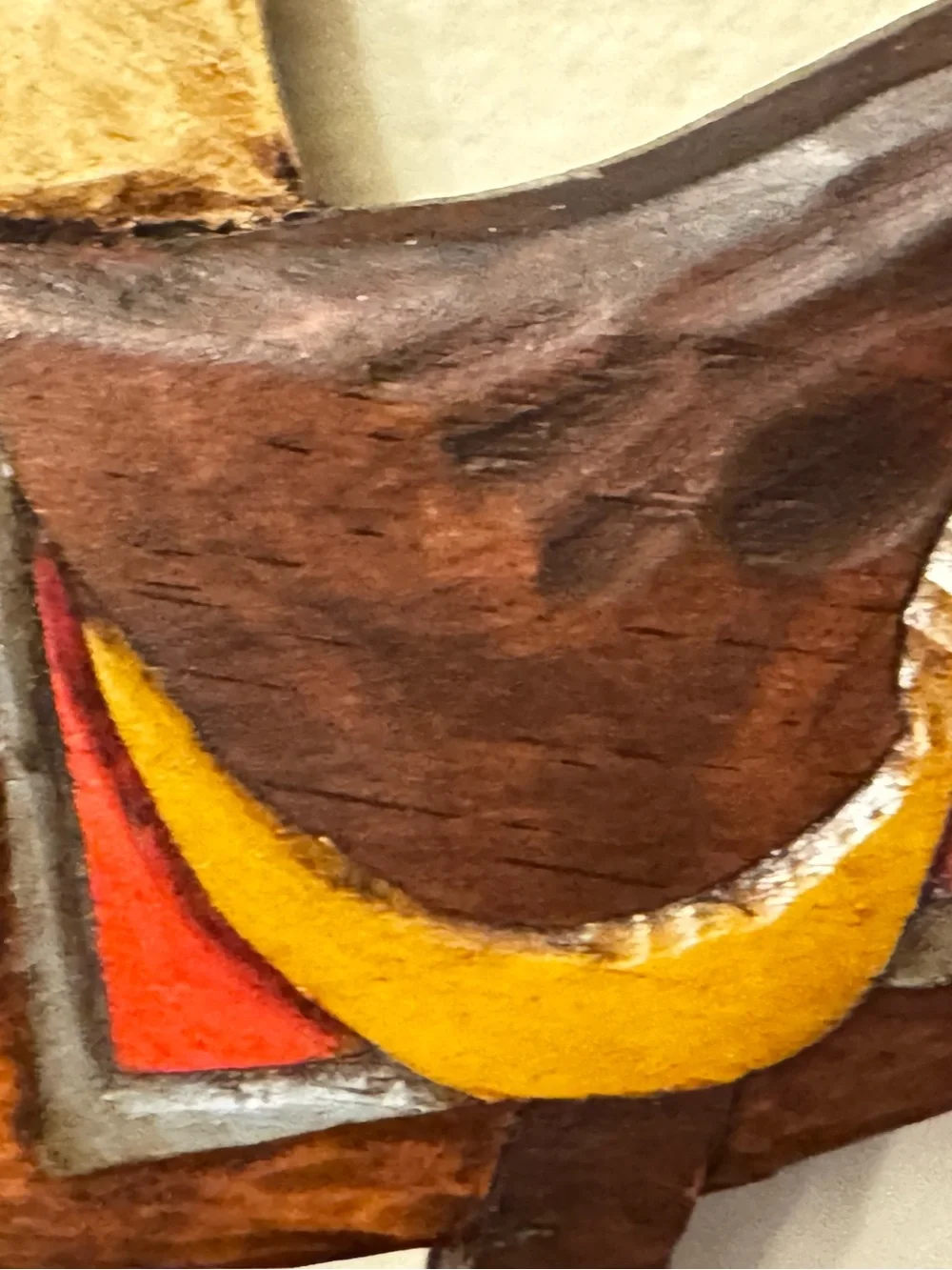 Hand-carved Hand-painted Wooden Rocking Horse Wall Decor in Brown and Cream